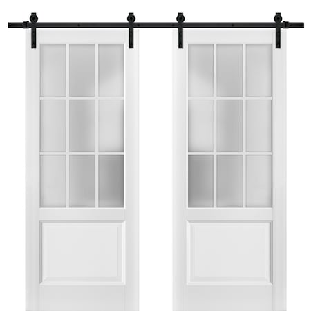 Sartodoors Double Barn Interior Door, 48" x 96", White FELICIA3309DB-BEM-4896